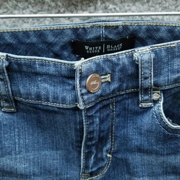 White House Black Market 00S Blanc Blue Solid Bootcut Jeans 28" 29.75" 7.75" - Picture 5 of 12